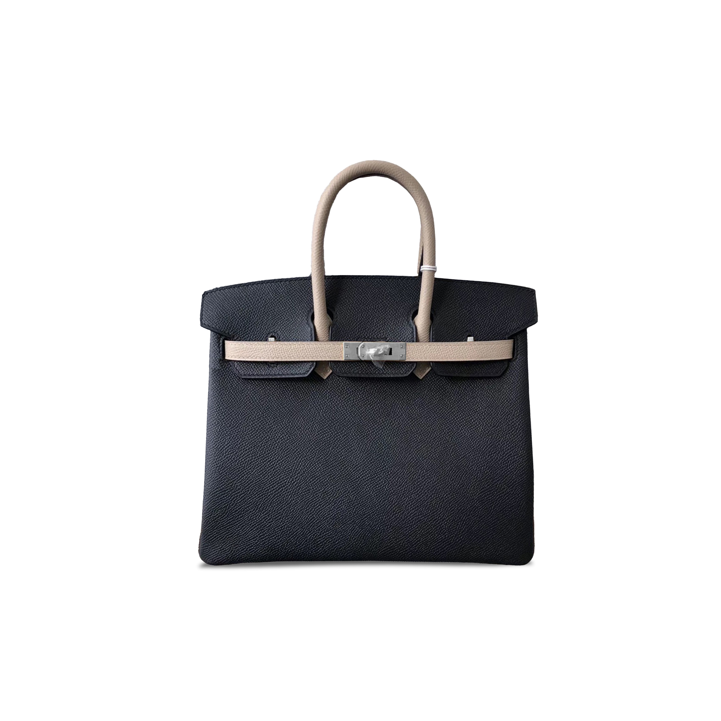 HERMES BIRKIN 25 CLEMENCE LEATHER MIDNIGHT BLUE AND ASPHALT GRAY HORSESHOE PRINT BAG 2412271216 (25*20*13cm)